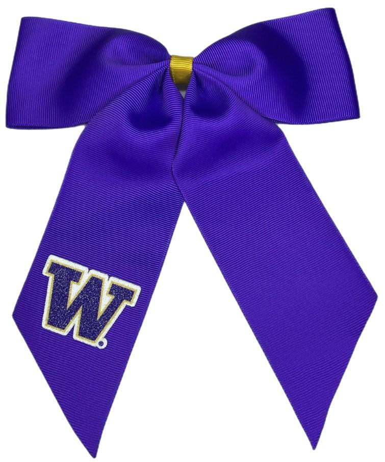 USA Bows Purple W Large Glitter Cheer Ponytail Hair Ribbon
