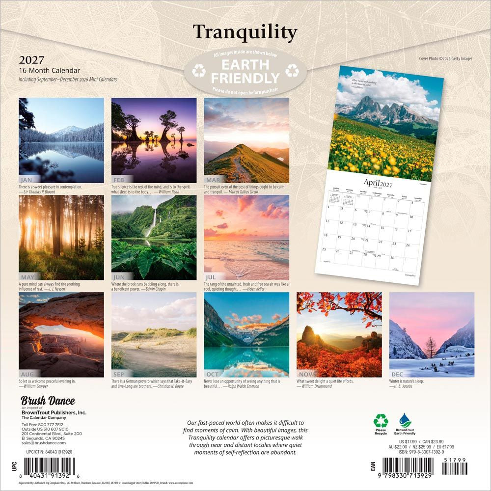 2027 Tranquility Wall Calendar