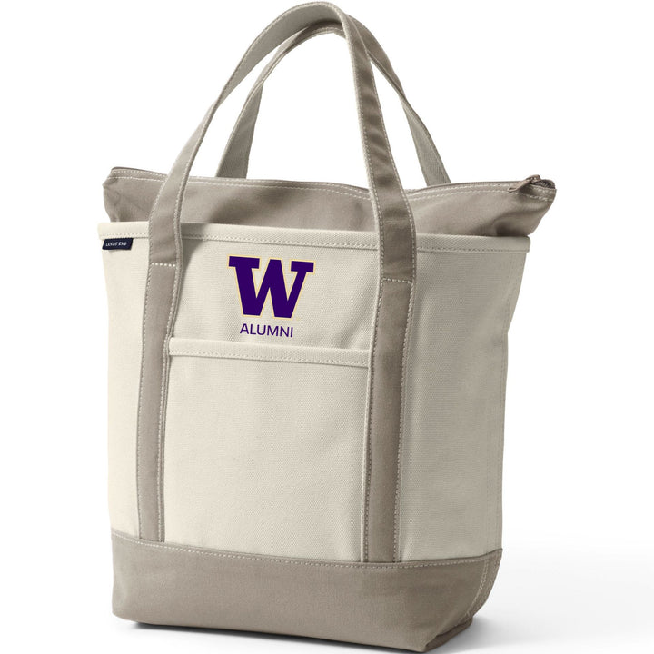 Lands' End Natural Canvas UW Alumni Zip Top Tote Bag