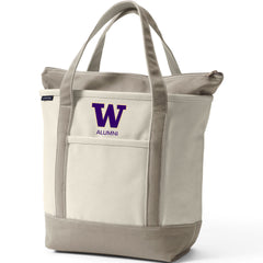Lands' End Natural Canvas UW Alumni Zip Top Tote Bag