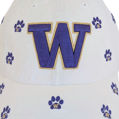 Photo of 47 Brand Women's White Washington Huskies Allover Paws Confetti Clean Up Adjustable Hat.
