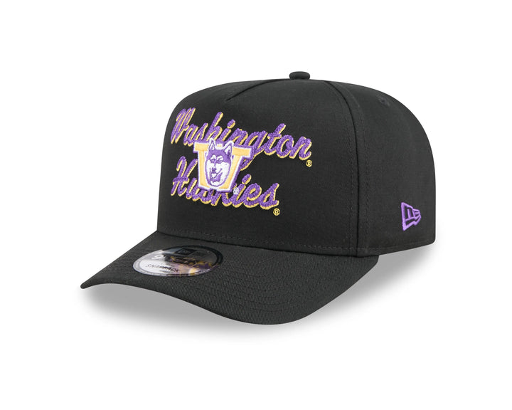 New Era Black Chain Stitch Vault Dog 9Fifty A Frame Adjustable Hat