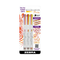 Photo of Zebra Mildliner Mix Single Ended Warm Colors Highlighter Set 3 Count.