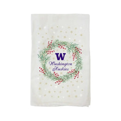 Neil White W Washington Huskies Holiday Wreath Tea Towel
