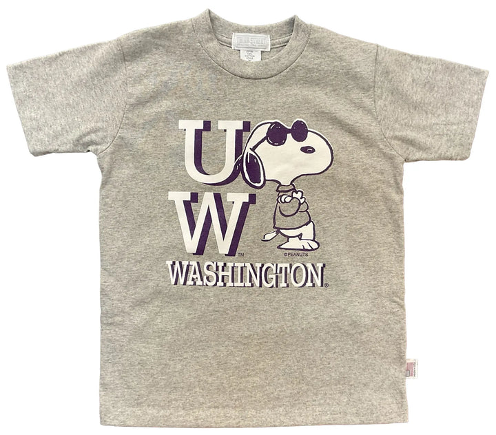 Third Street Gray Kids' UW Washington Snoopy Peanuts Leaning Tee