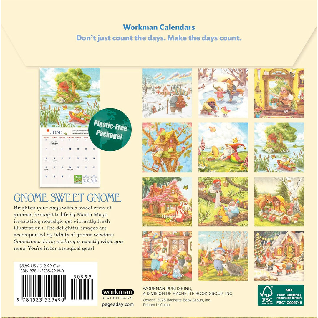 Gnome Life Mini Wall Calendar 2026