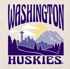 Close up of Washington Huskies summit midweight graphic. Hover