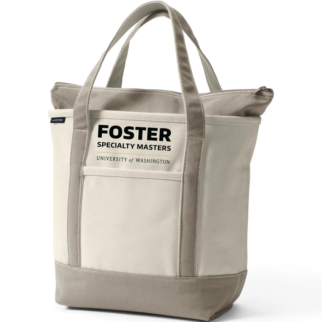 Lands' End Natural Canvas UW Foster Specialty Masters Zip Top Tote Bag