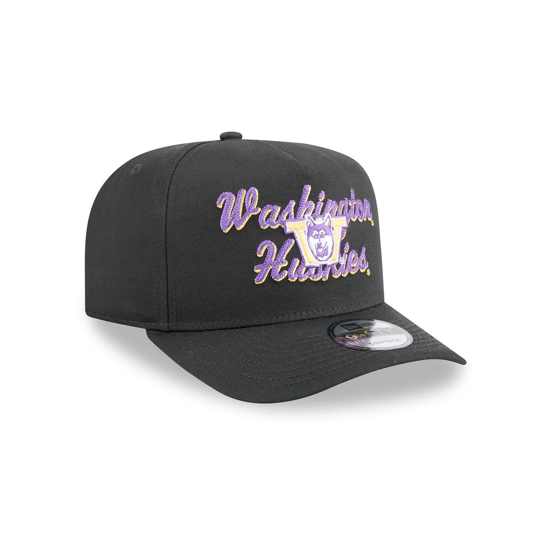 New Era Black Chain Stitch Vault Dog 9Fifty A Frame Adjustable Hat
