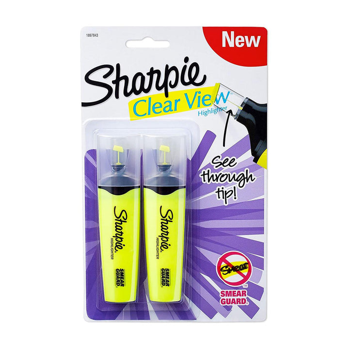 Sharpie Clear View Yellow Highlighters 2ct