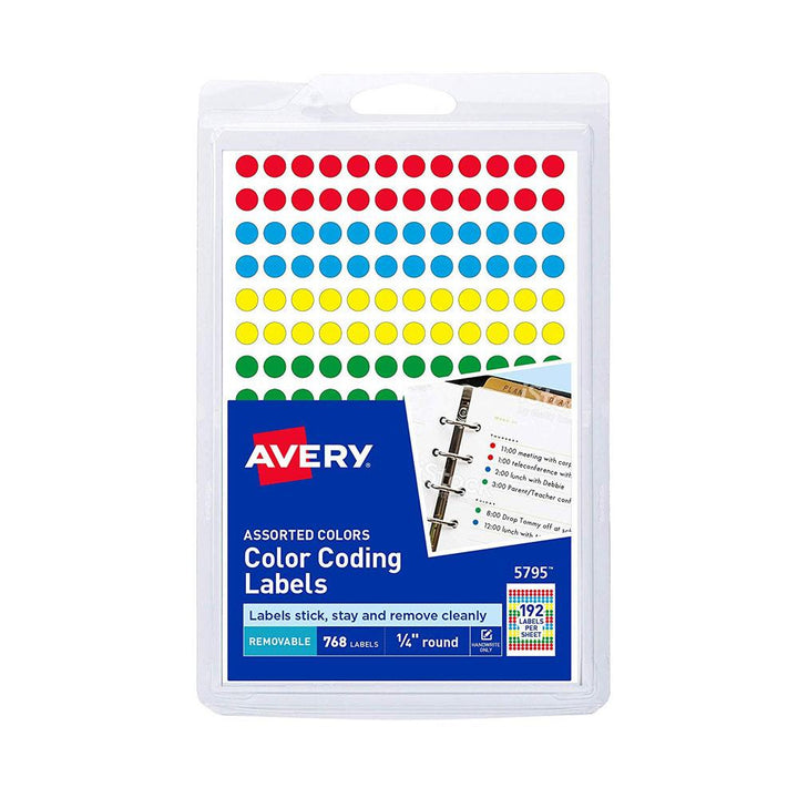 Avery Assorted Color Removable 1/4" Round Coding Label 760ct