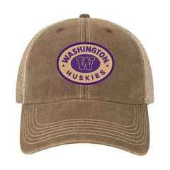 Photo of Legacy Brown Washington Huskies Oval Patch Old Favorite Trucker Hat.