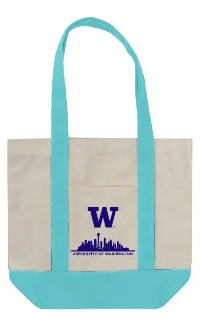 Neil Natural Teal Strap Skyline W Mini Canvas Tote