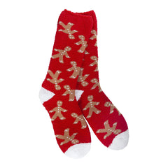 World's Softest Gingerbread Man Red Cozy Crew Socks