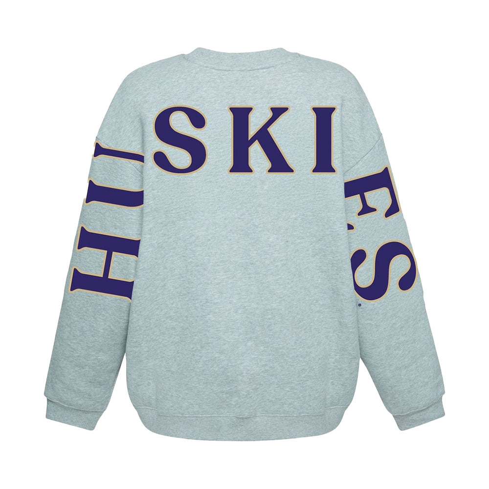 Hype and Vice Women's Washington Huskies Back Print Oversized Crewneck