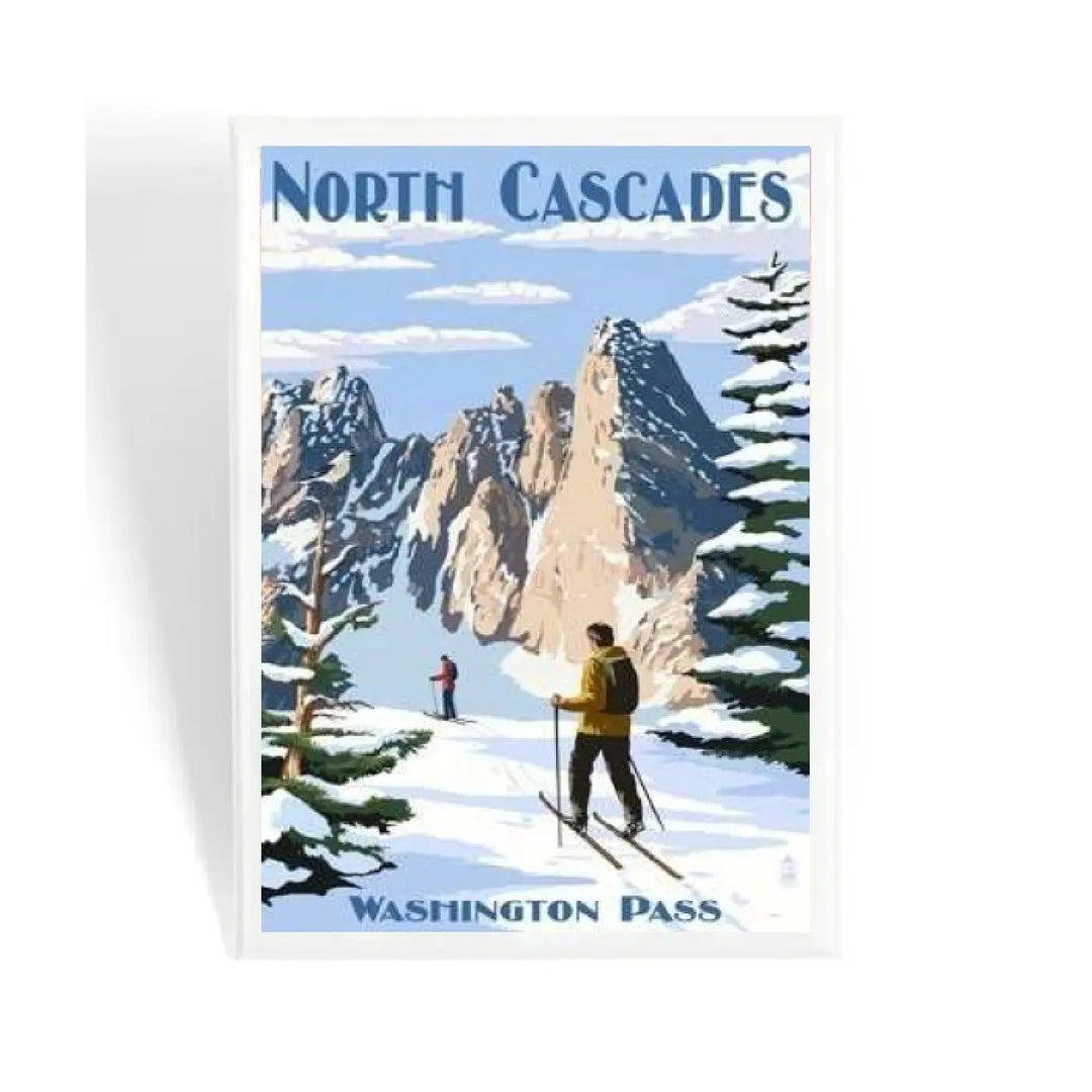 Lantern Press North Cascades Skiing Badge Magnet
