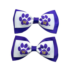 USA Bows White W Paw Alligator Clip Hair Bows 2pc