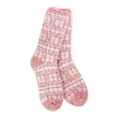 World's Softest Fair Isle Red Winter Crew Socks
