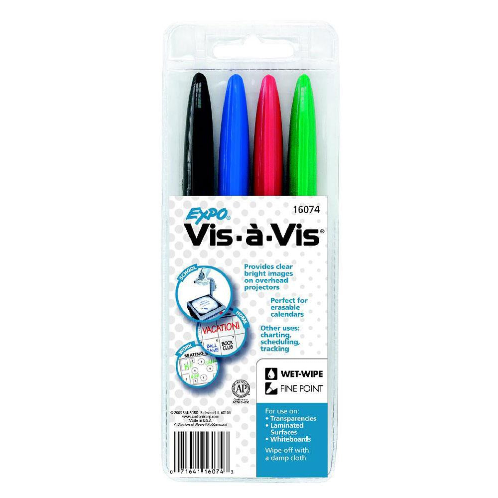 Expo Vis-A-Vis Wet Erase Marker 4 Pack