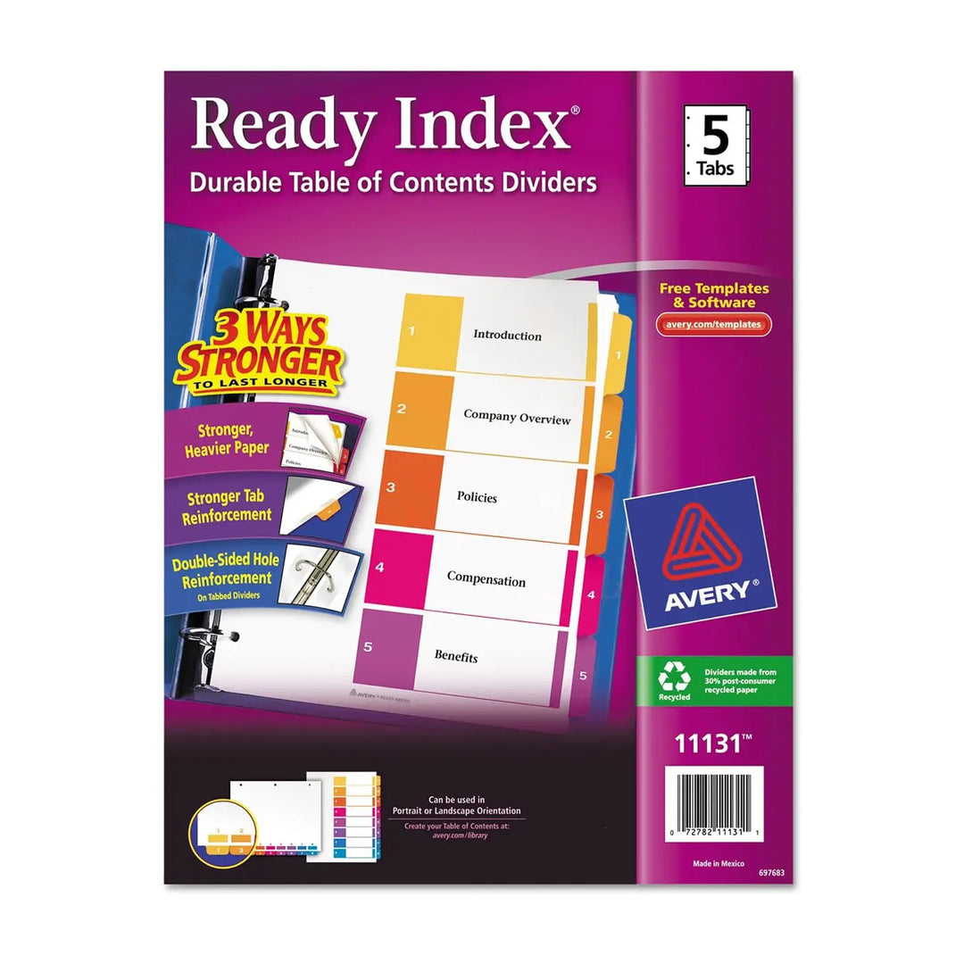Avery Multicolor Ready Index 5 Tab Binder Dividers