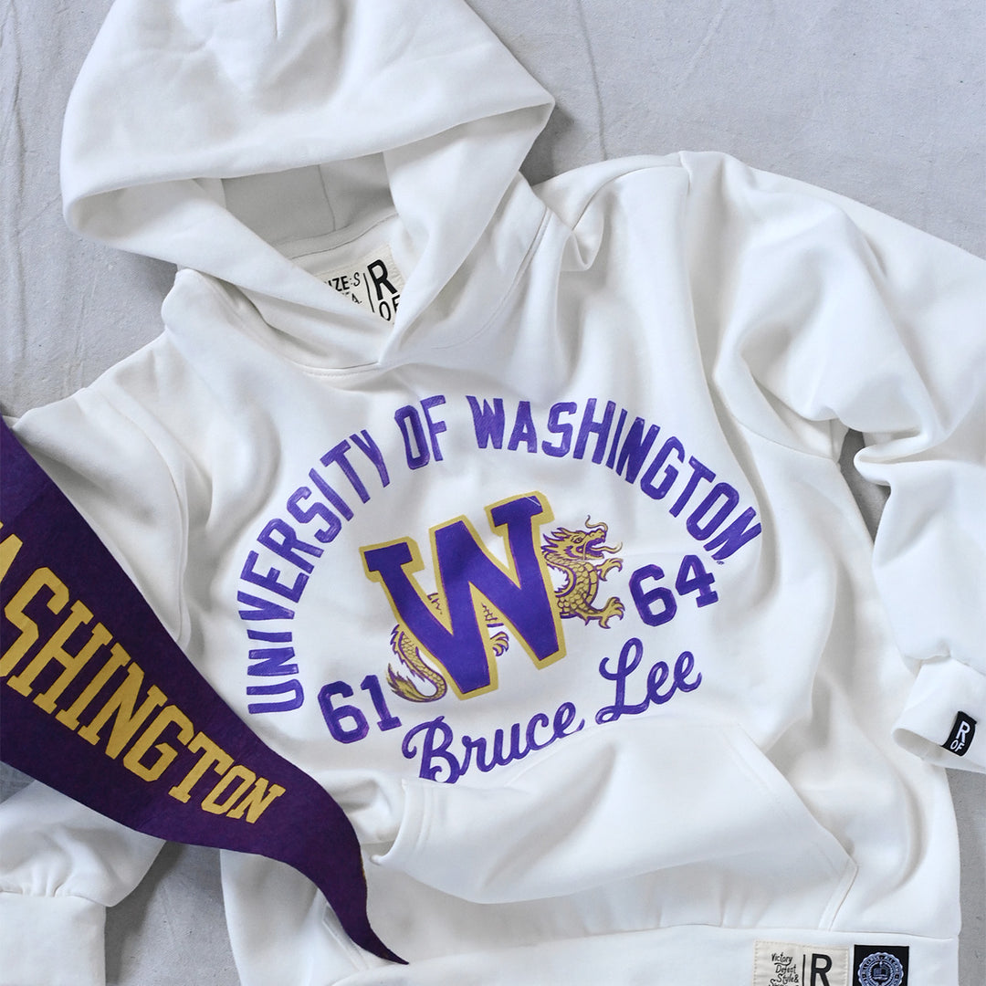 Roots of Fight Unisex Washington Huskies Bruce Lee Campus Legend Heavyweight Hoodie