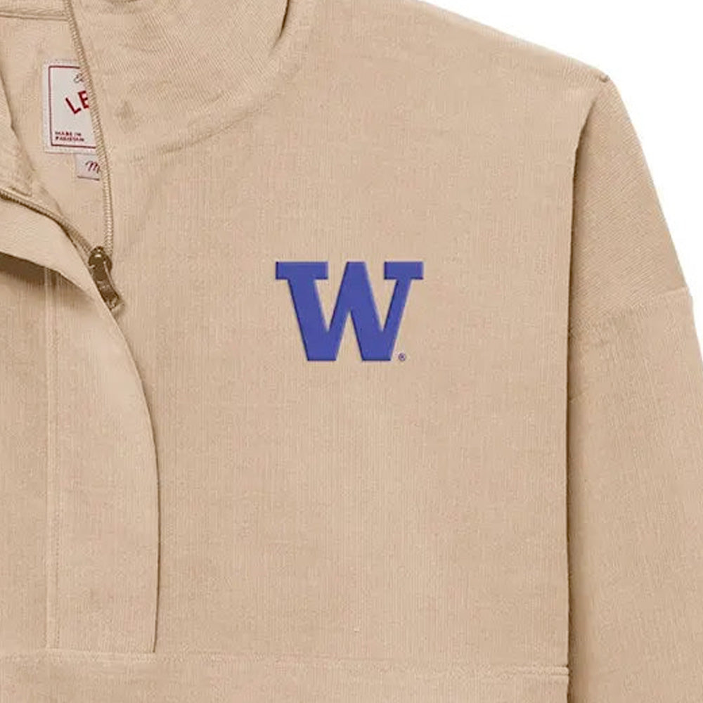 League Women's Embroidered W Corduroy Half Zip