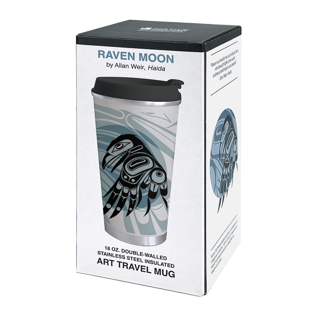 Native Northwest Raven Moon Art Travel Mug