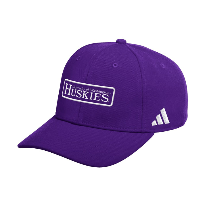 adidas Purple SS25 UW Huskies Patch Slouch Stretch Hat