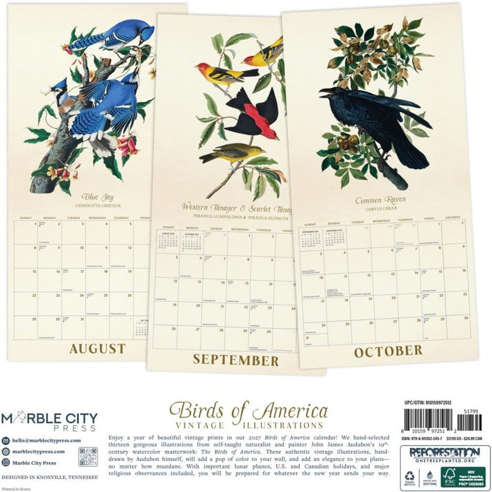 2027 Audubon's Birds of America Wall Calendar