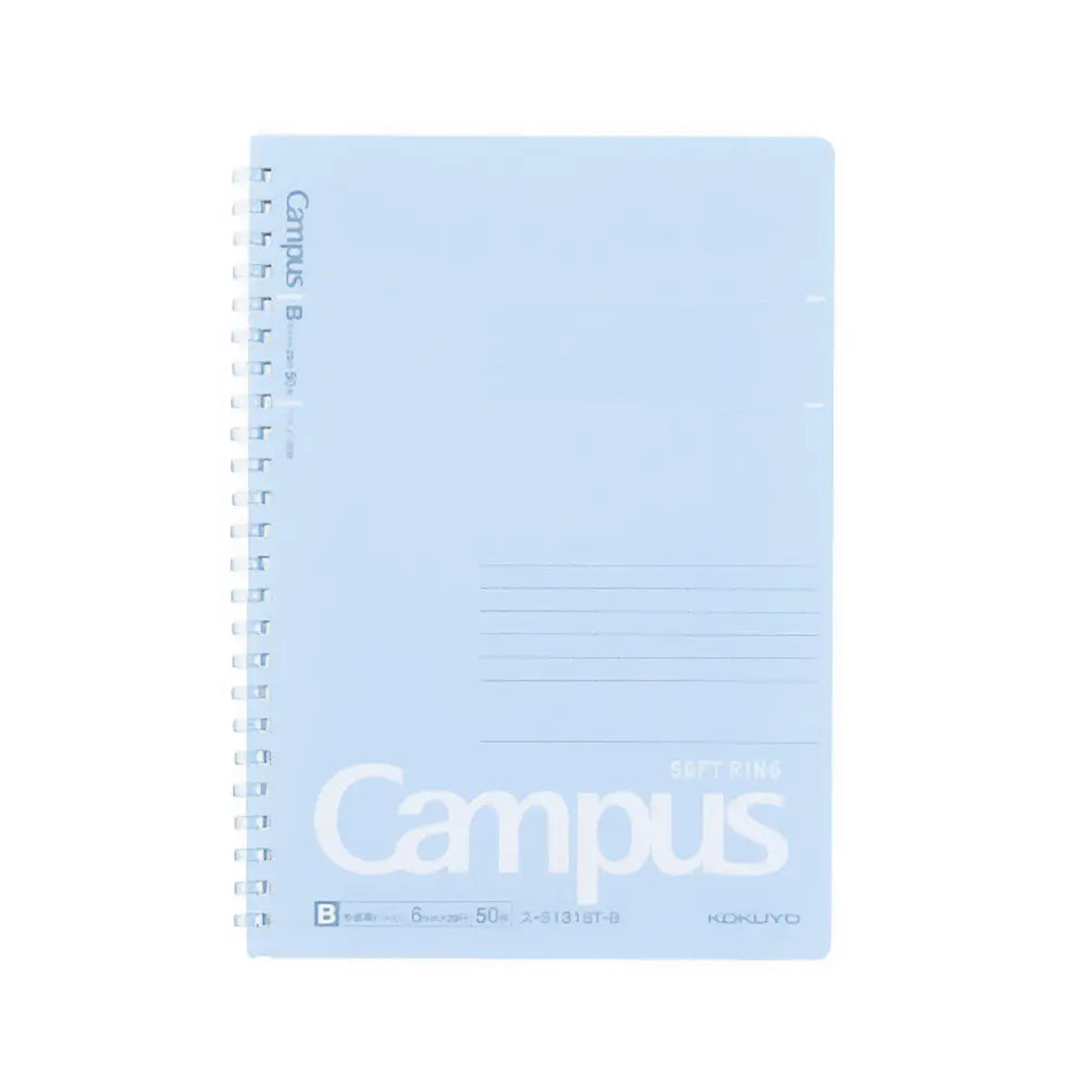 Kokuyo Campus A5 6mm Ruled Soft Ring Notebook 50 sheets#color_blue