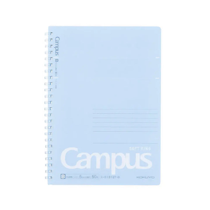 Kokuyo Campus A5 6mm Ruled Soft Ring Notebook 50 sheets#color_blue