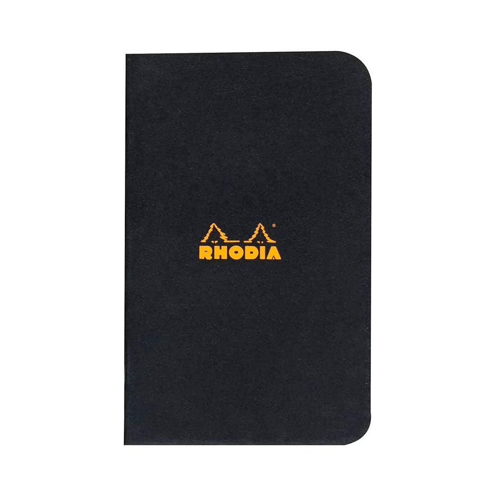 Rhodia Black 3"x4.75" 5x5 Quad Graph Side Stapled 24ct