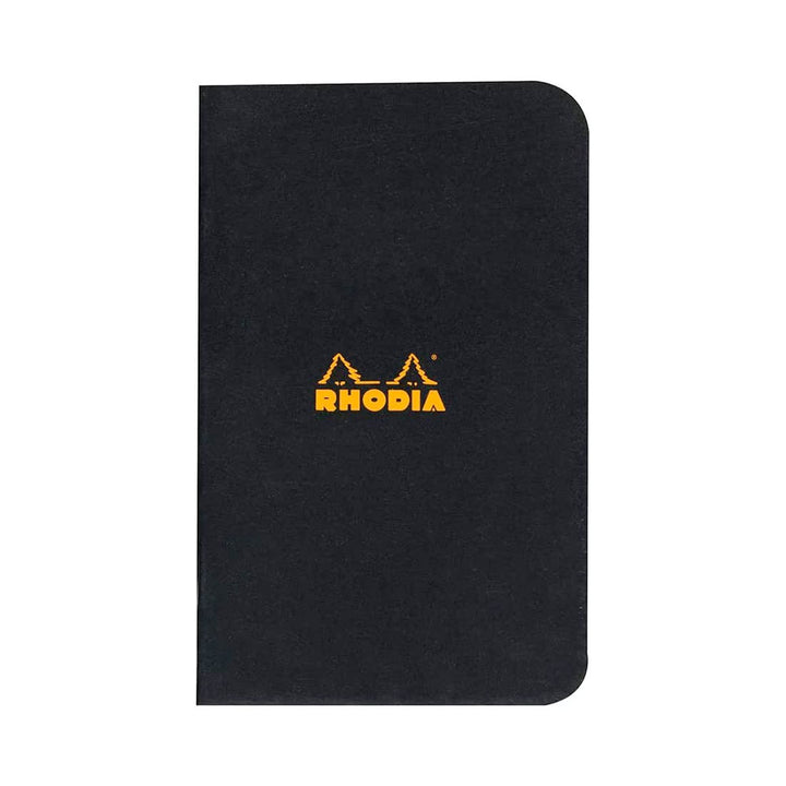 Rhodia Black 3"x4.75" 5x5 Quad Graph Side Stapled 24ct