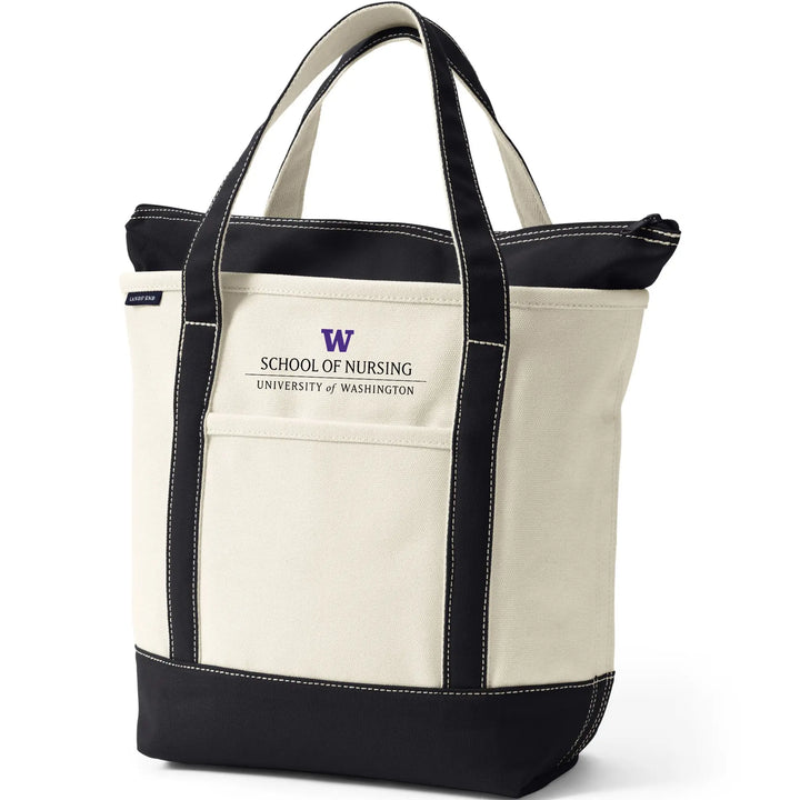 Lands' End Natural Canvas UW School of Nursing Zip Top Tote Bag