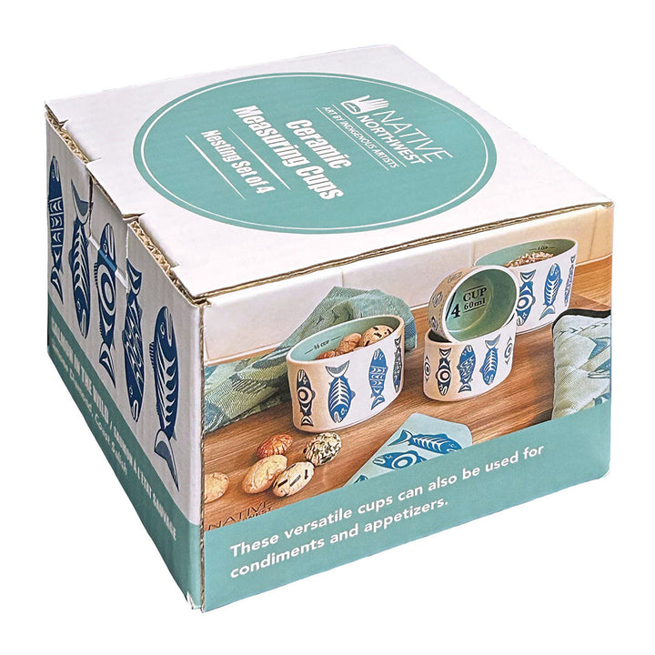 Native Northwest Salmon in the Wild Ceramic Measuring Cups Set of 4