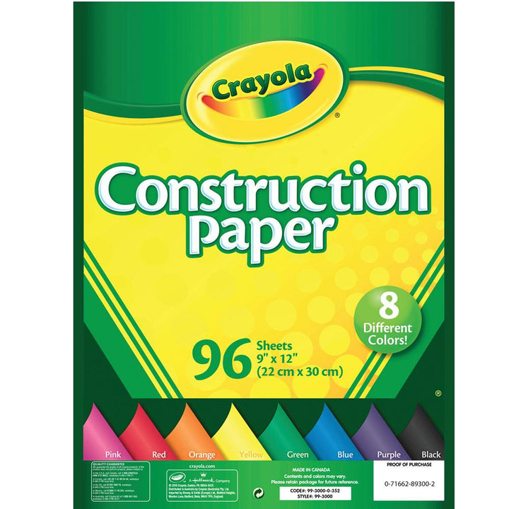 Crayola Assorted Colors 9"x12" Construction Paper 96 Pack