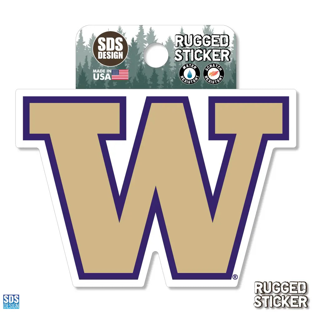 SDS W Gold Fill Purple Outline Rugged Sticker 3.5"