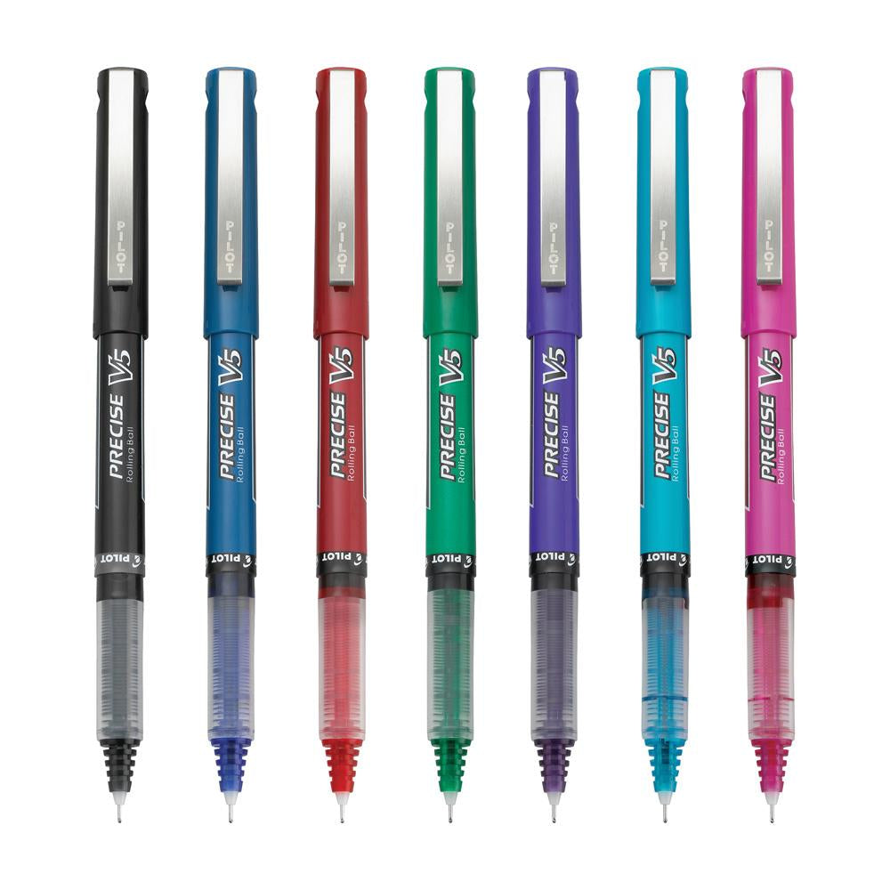 Pilot Precise V5 Assorted Colors .5mm Rollerball Pen 7 Pack