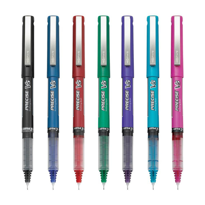 Pilot Precise V5 Assorted Colors .5mm Rollerball Pen 7 Pack