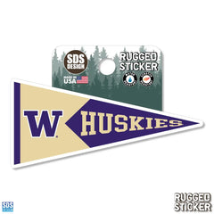 Photo of SDS W Huskies Pennant Rugged Sticker 3.5".