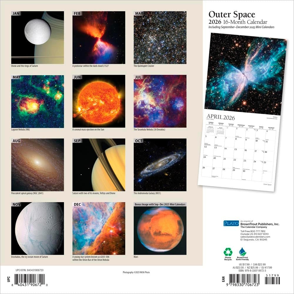 2026 Outer Space Wall Calendar