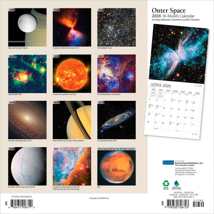 2026 Outer Space Wall Calendar