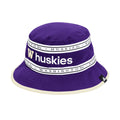 adidas Purple Washington Huskies SS25 Striped Bucket Hat Front thumbnail
