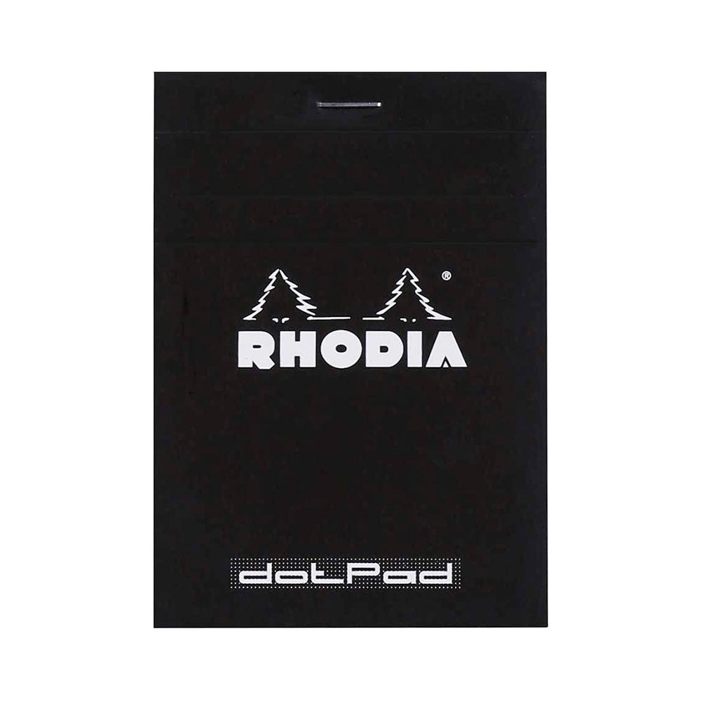 Rhodia Black 3-3/8"x4-3/4" Dot Top Stapled 80ct