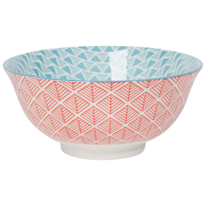 Danica Red Blue Leaf Geo Stamped Bowl 6 inch