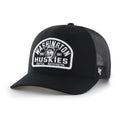 47 Brand Black Washington Huskies Vault Dog Patch Leland Trucker Hat Front thumbnail