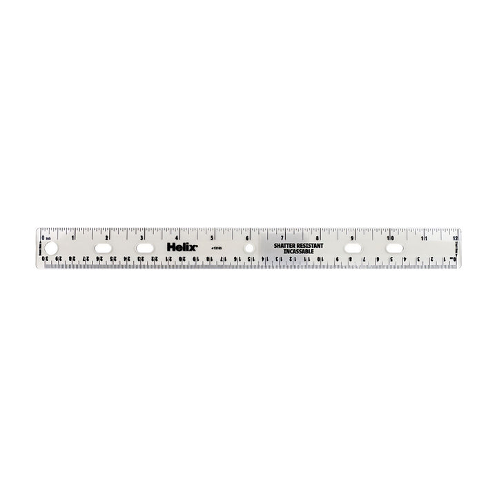 Helix Assorted Shatter Proof Transparent 12" Plastic Ruler