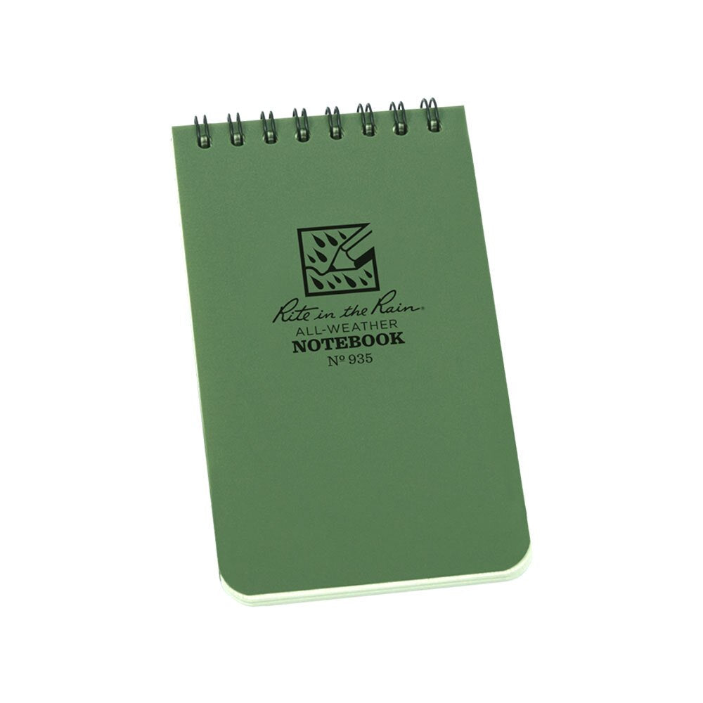Rite in the Rain Green 3"x5" Top Spiral Memo Notebook 50ct