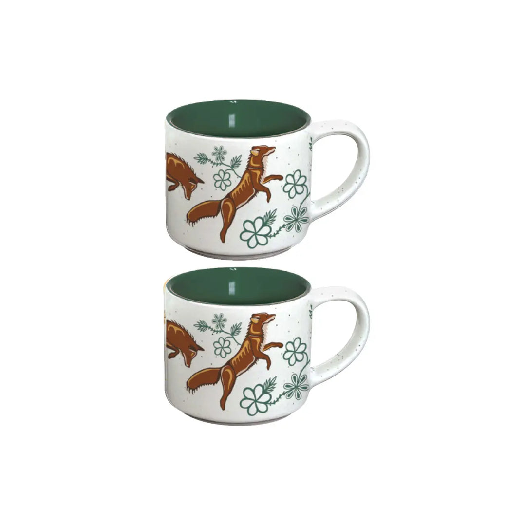 Native Northwest Foxes Ceramic Mugs Set of 2