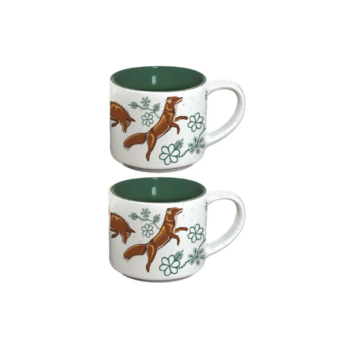 Native Northwest Foxes Ceramic Mugs Set of 2